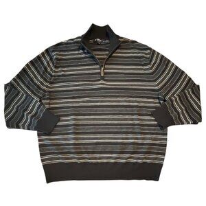 Cremeiux Collection XL Black & White Striped Pima‎ Cotton Cashmere Sweater